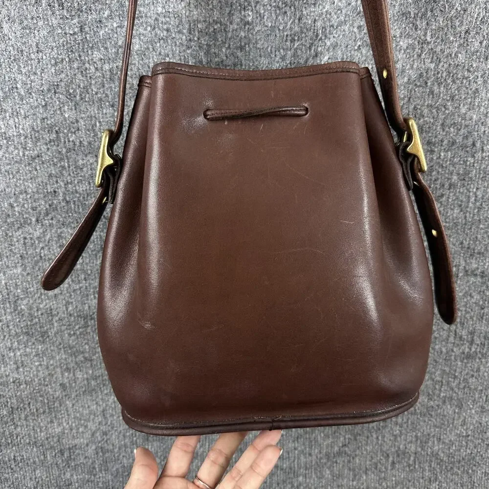 Vintage Coach 9952 Lulas Legacy Bucket Bag Brown Leather Drawstring USA 90s